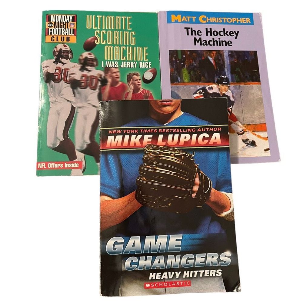 Sports Related Chapter Books Set‎ Of 3 Football Ice Hockey Baseball PB Books